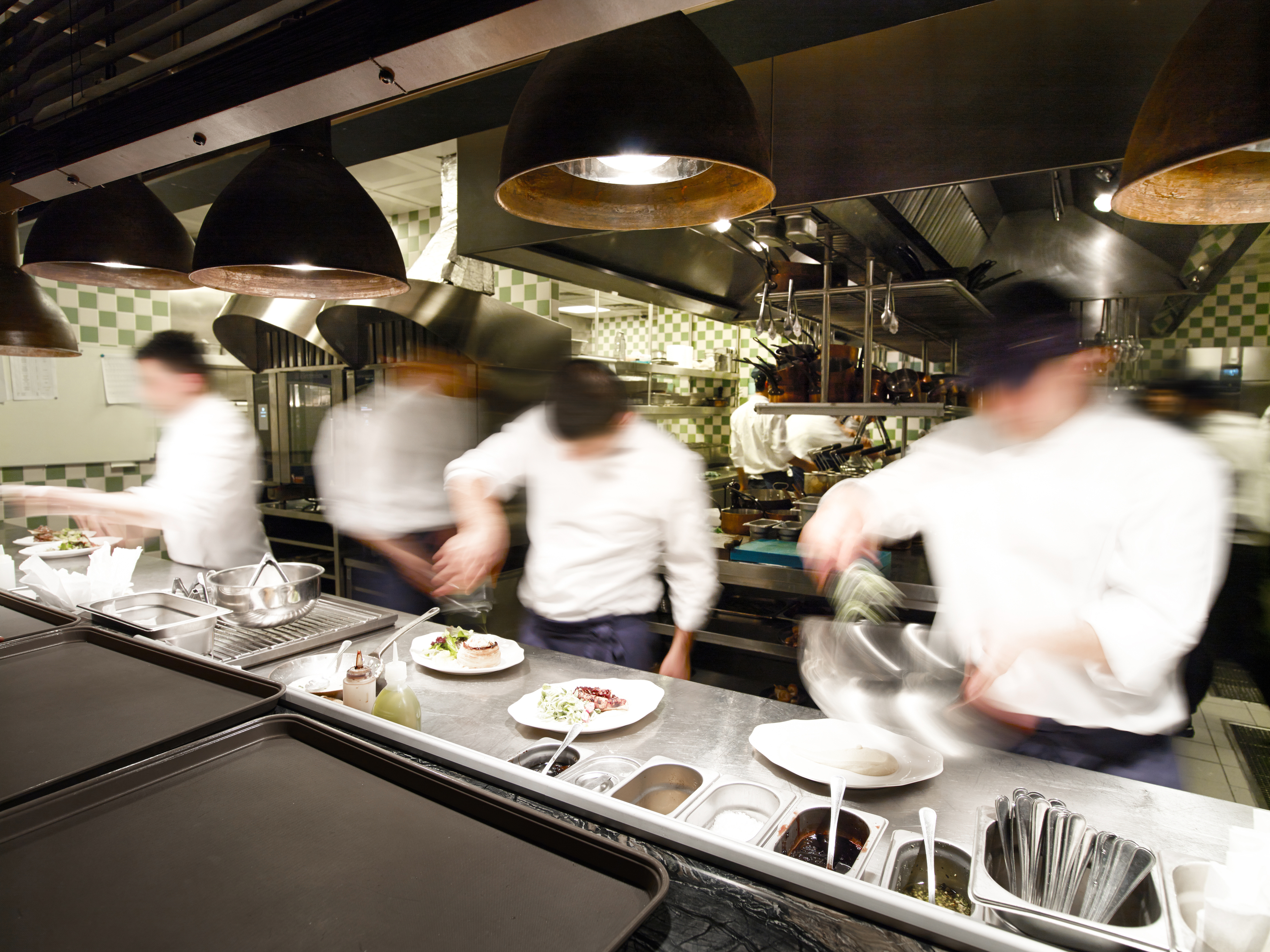 Overly busy restaurant kitchen